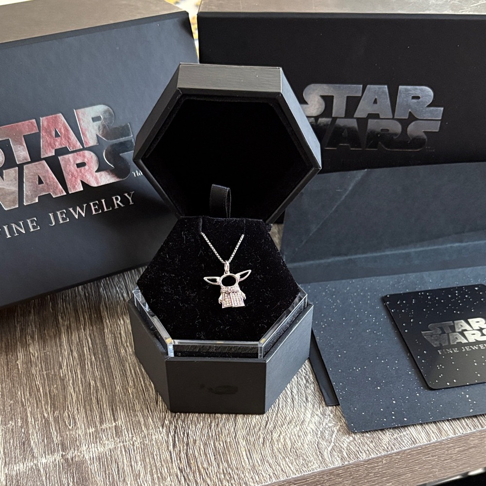 Star Wars Silver Grogu Crystal Accent Pendant Necklace